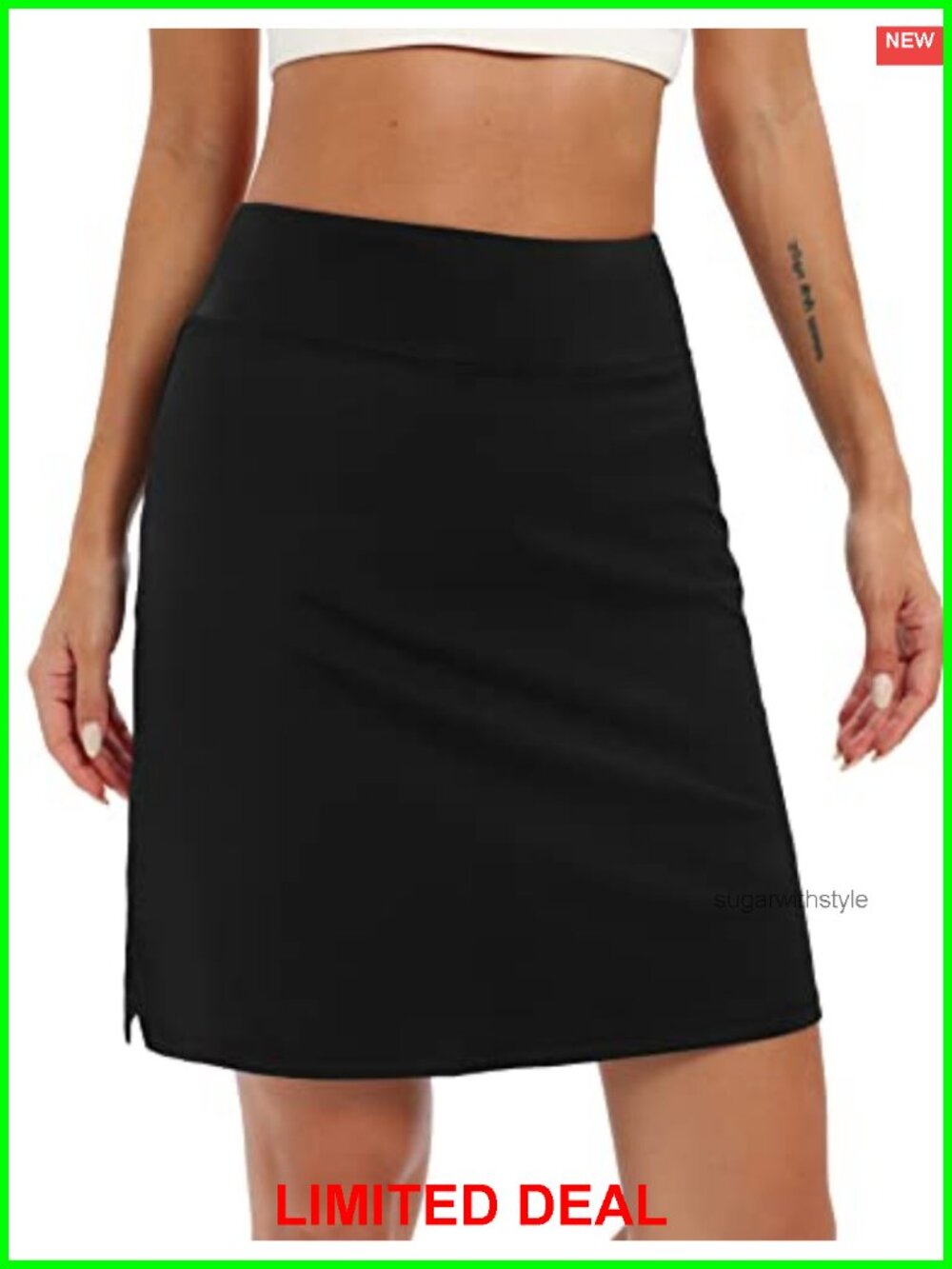 Knee Length Tennis Skort with Pockets Quick Dry